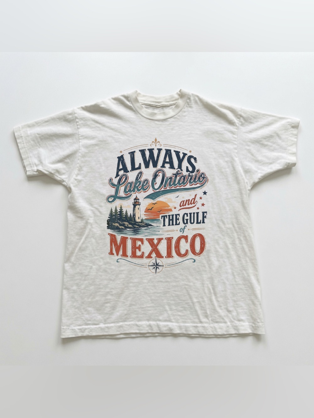 Always Lake Ontario and The Gulf of Mexico Graphic Tee - White